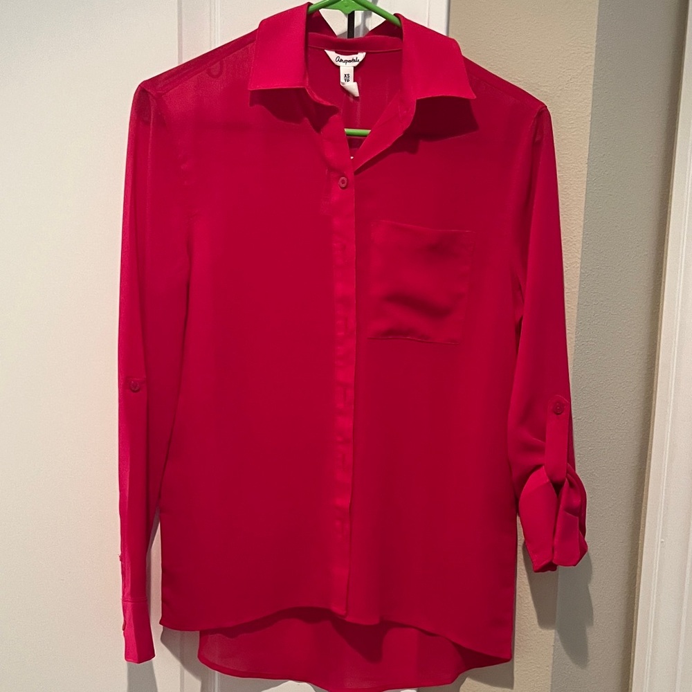 Aeropostale Women's Red Button-Down Shirt
